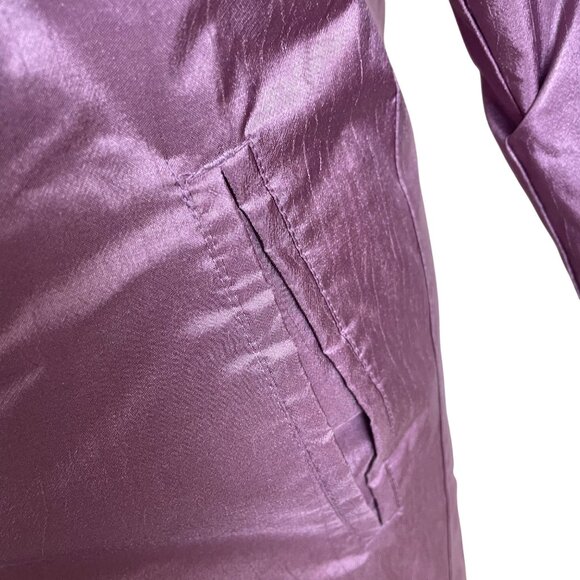 Fleet street Womens Lavender Nylon Long Hooded Coat Button Detail Size 8p - Picture 5 of 9